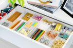 CAXXA 3 Slot Drawer Organizer with 4 Adjustable Dividers - Junk Drawer Storage for Makeup & Vanity, Office Desk Supplies and Accessories (WHITE, 1 PACK) - Image 4